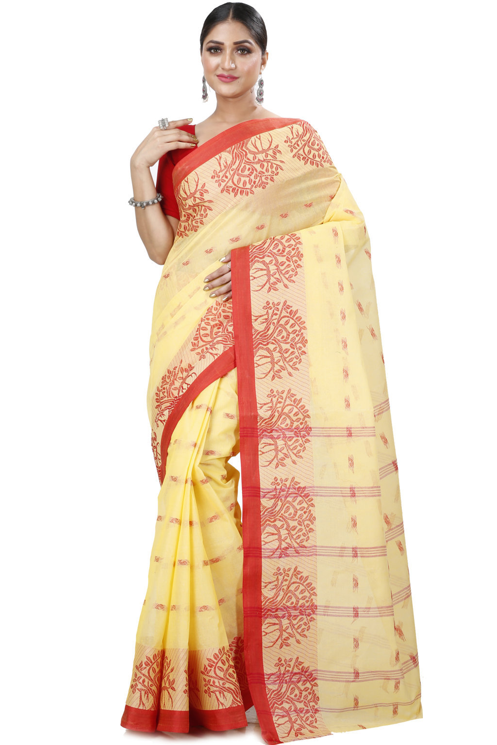 Light Yellow Pure Cotton Somaya Tant Saree (1043)